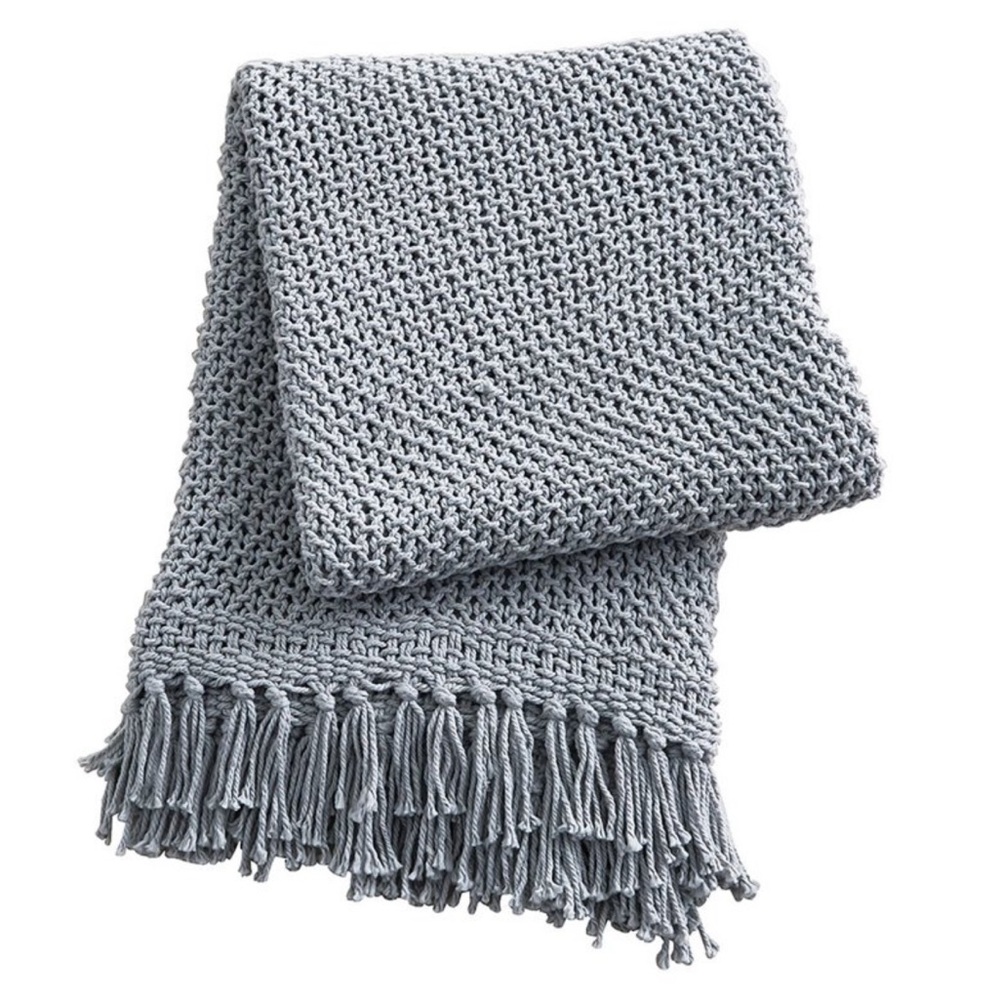 Cozy Gray Knitted Throw Blanket - Mist